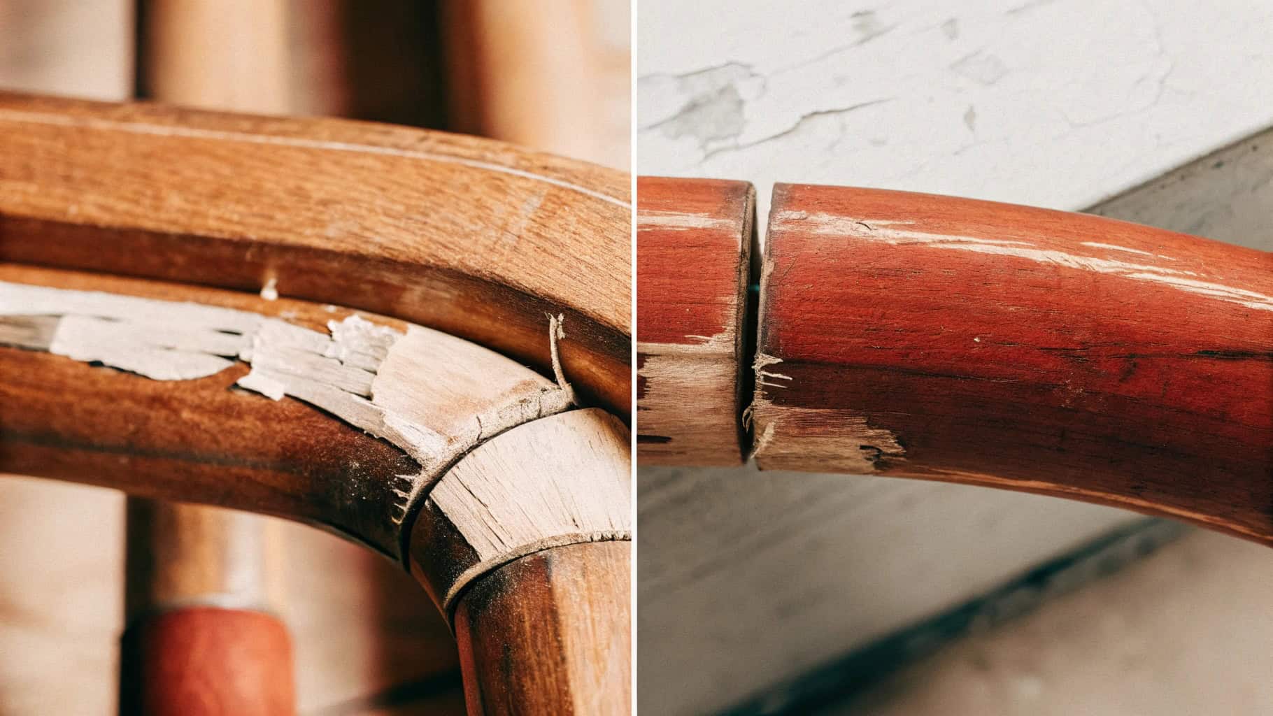 Cracked and warped wooden brush handles
