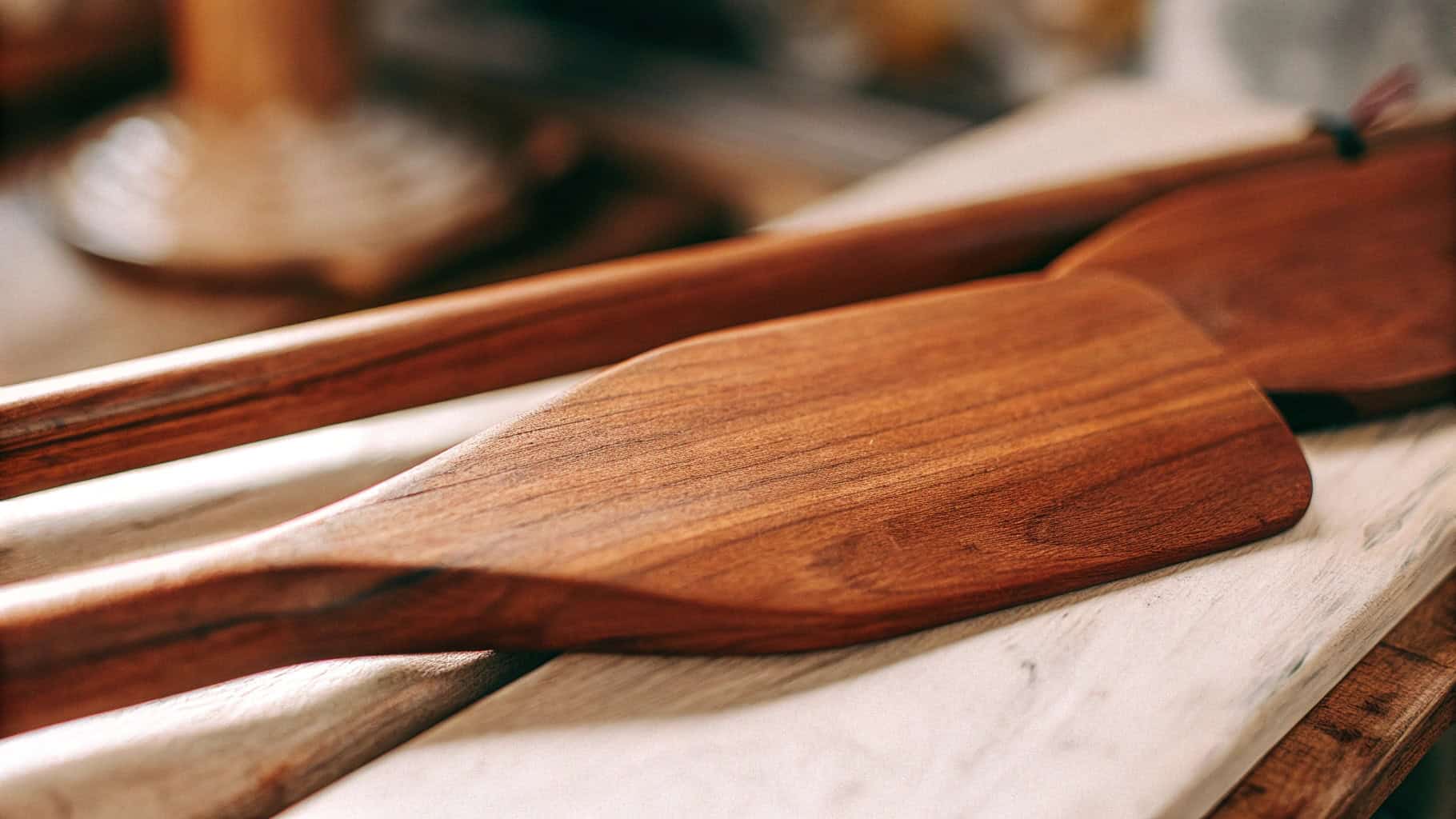 Wooden spatula handles with price tags showing variation