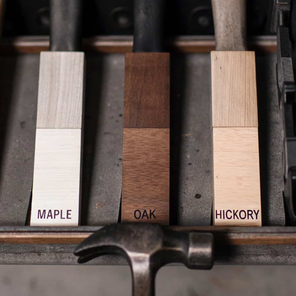 Comparing wood grains of Hickory and Ash suitable for handles