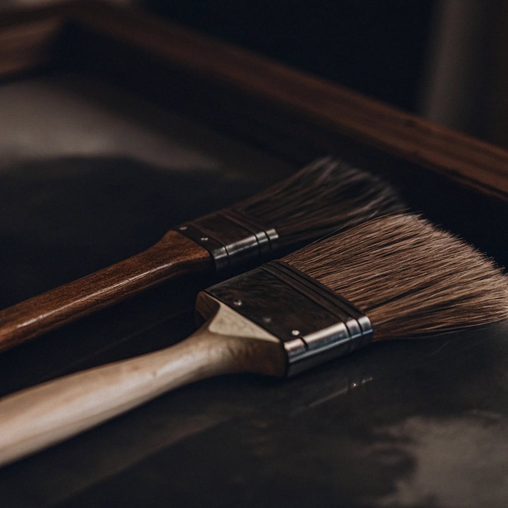 Comparing a high-quality paintbrush with a low-quality one, highlighting differences