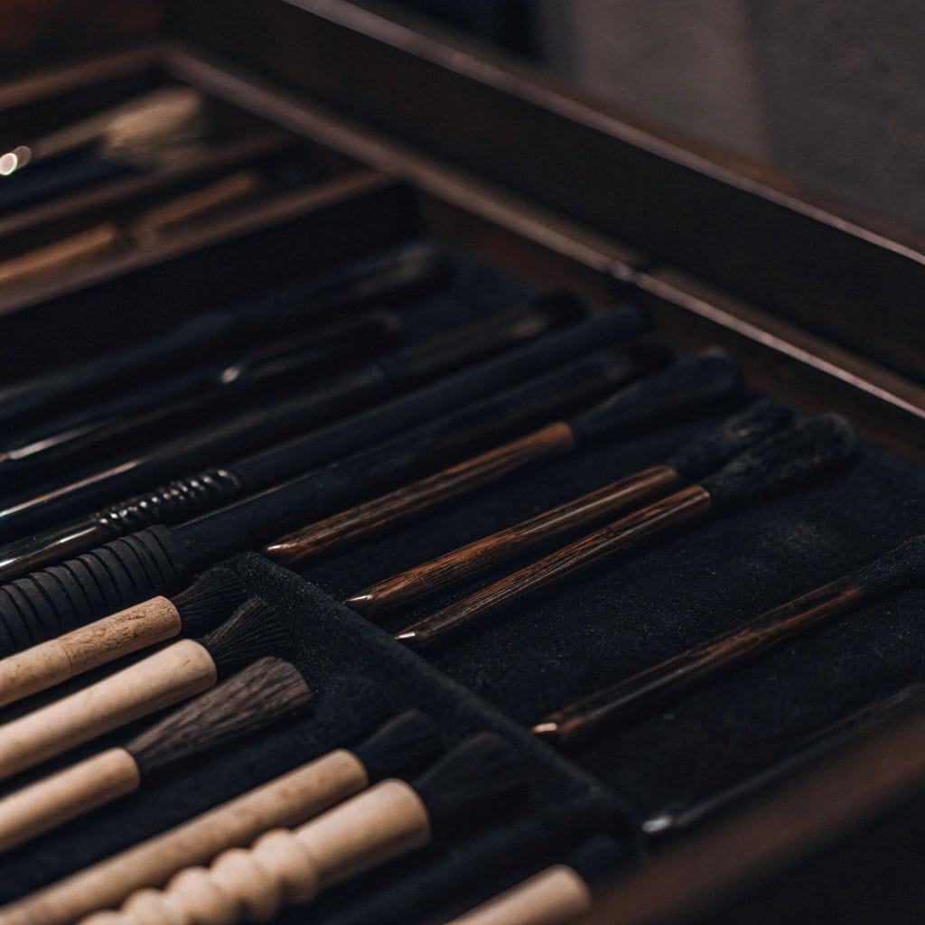 Assortment of paintbrush handles showing different shapes and lengths