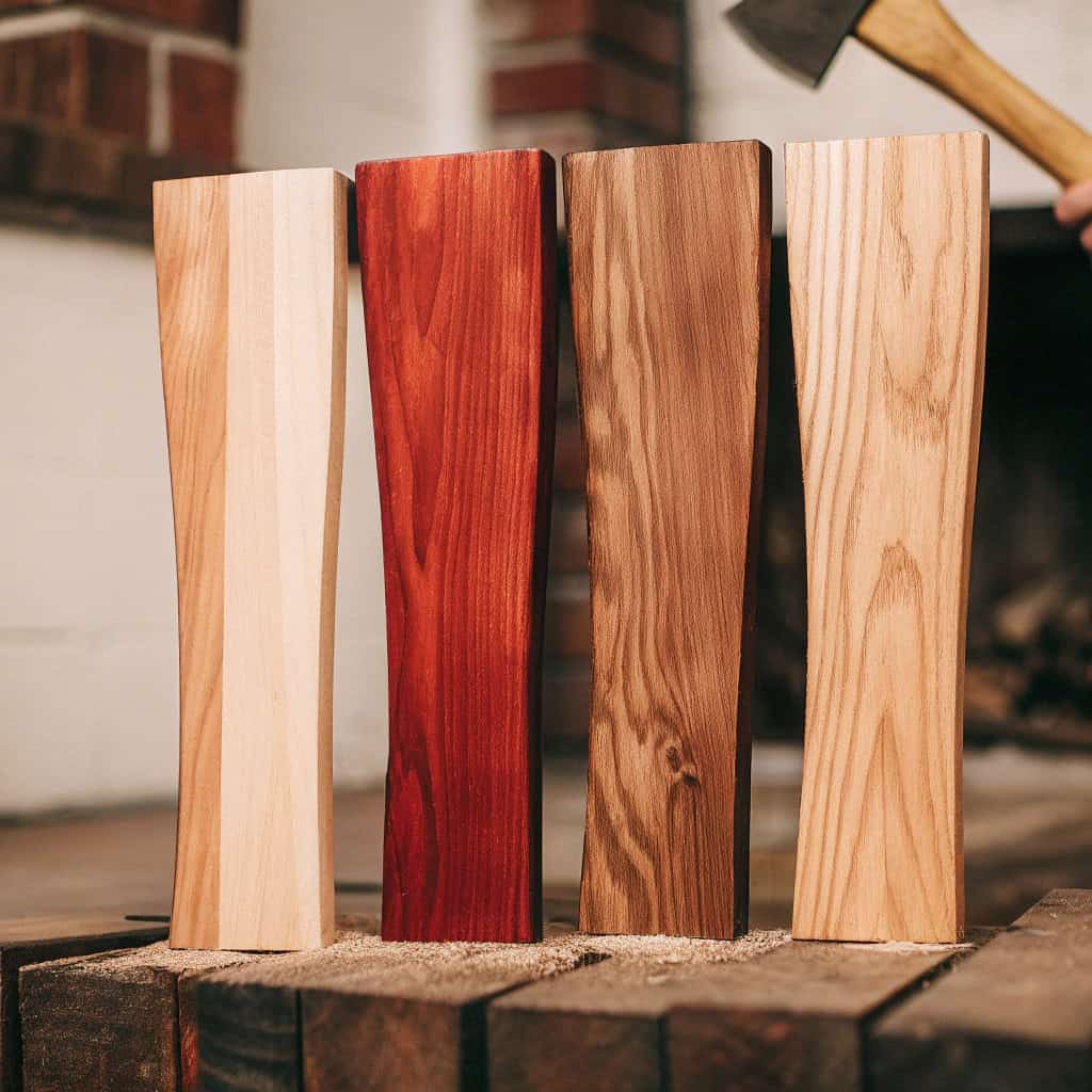 Close-up of Hickory wood grain, emphasizing strength