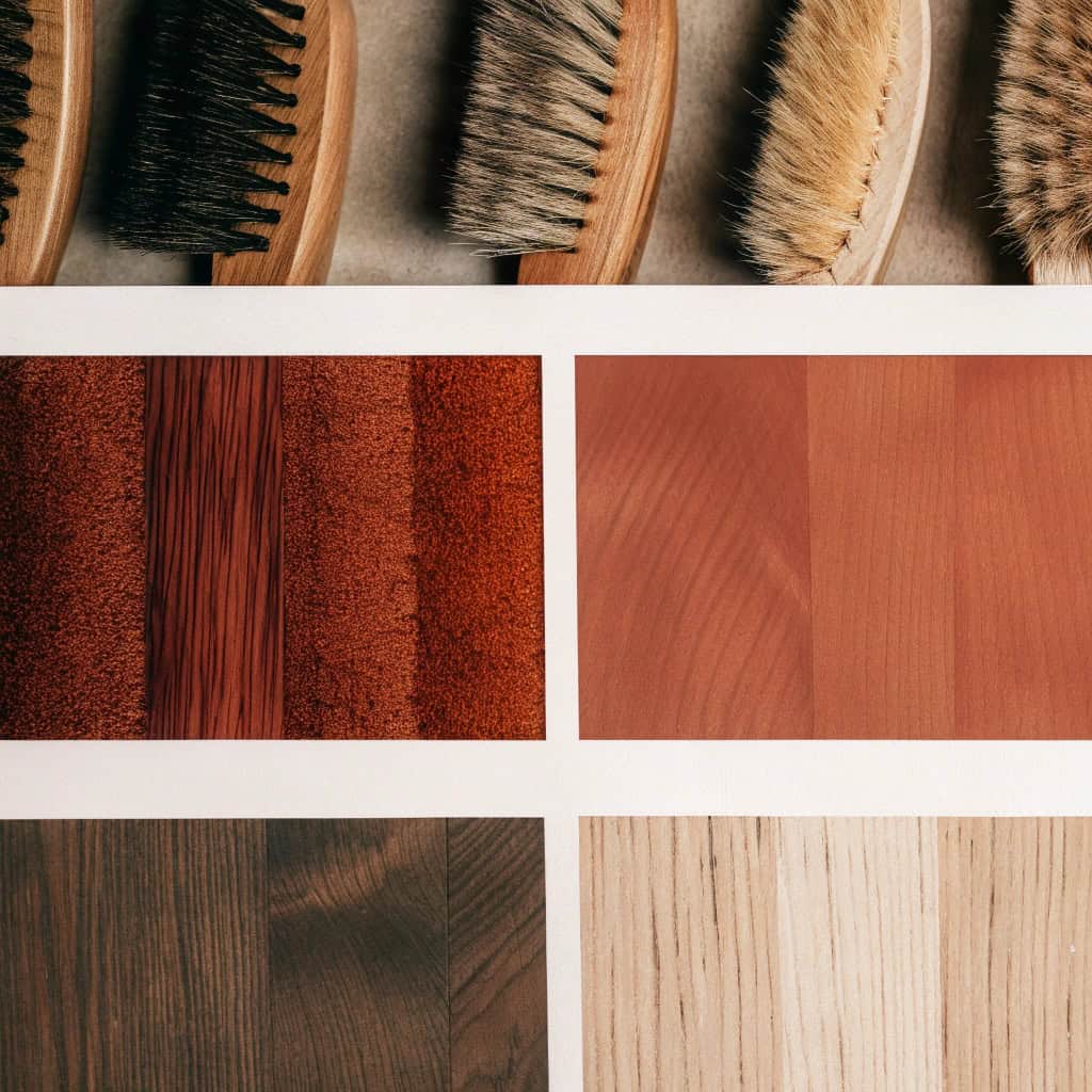 Hairbrushes with handles made from Beech, Maple, and Bamboo