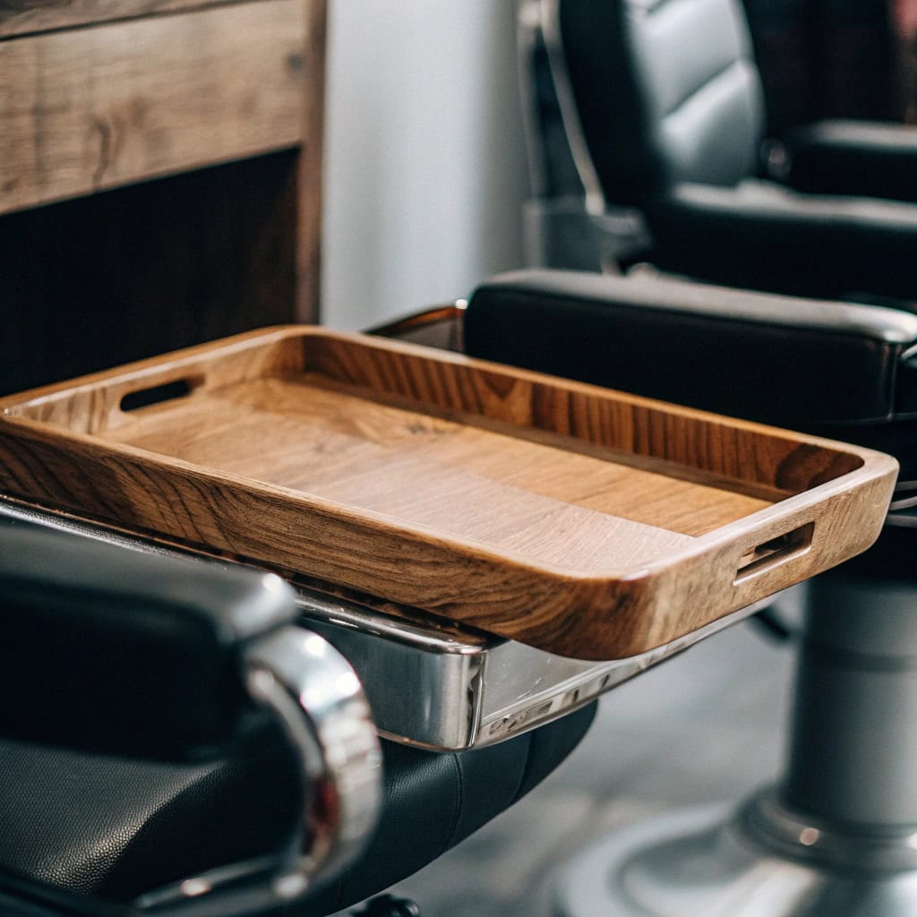 Hand gently washing and oiling a wooden tray