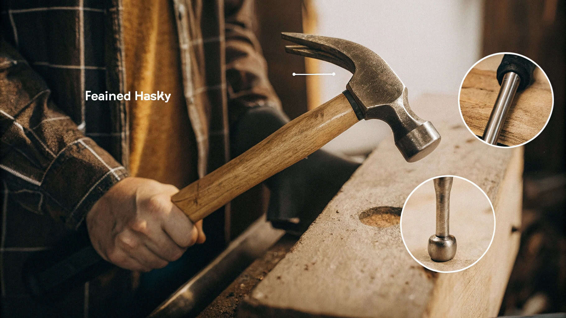 Well-balanced hammer with quality head and securely fitted wooden handle